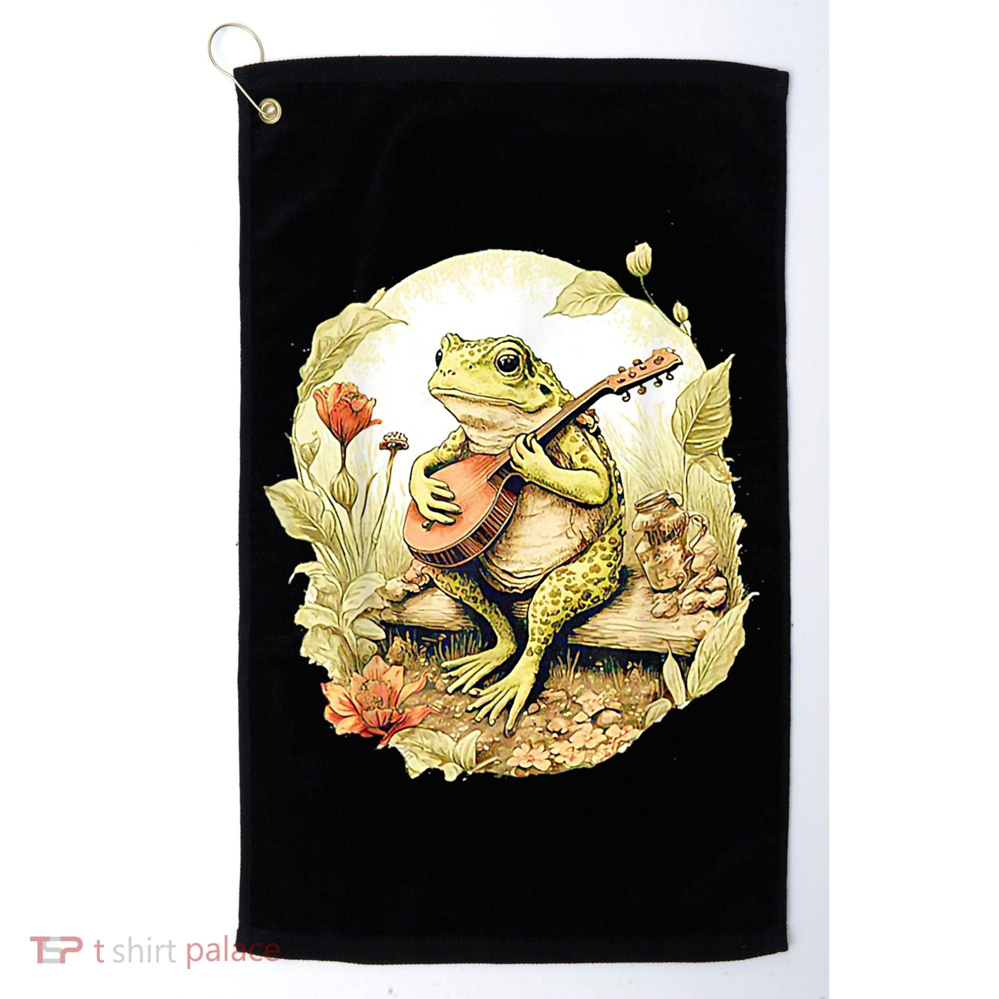 Frog Playing Banjo On Log Golf Towel
