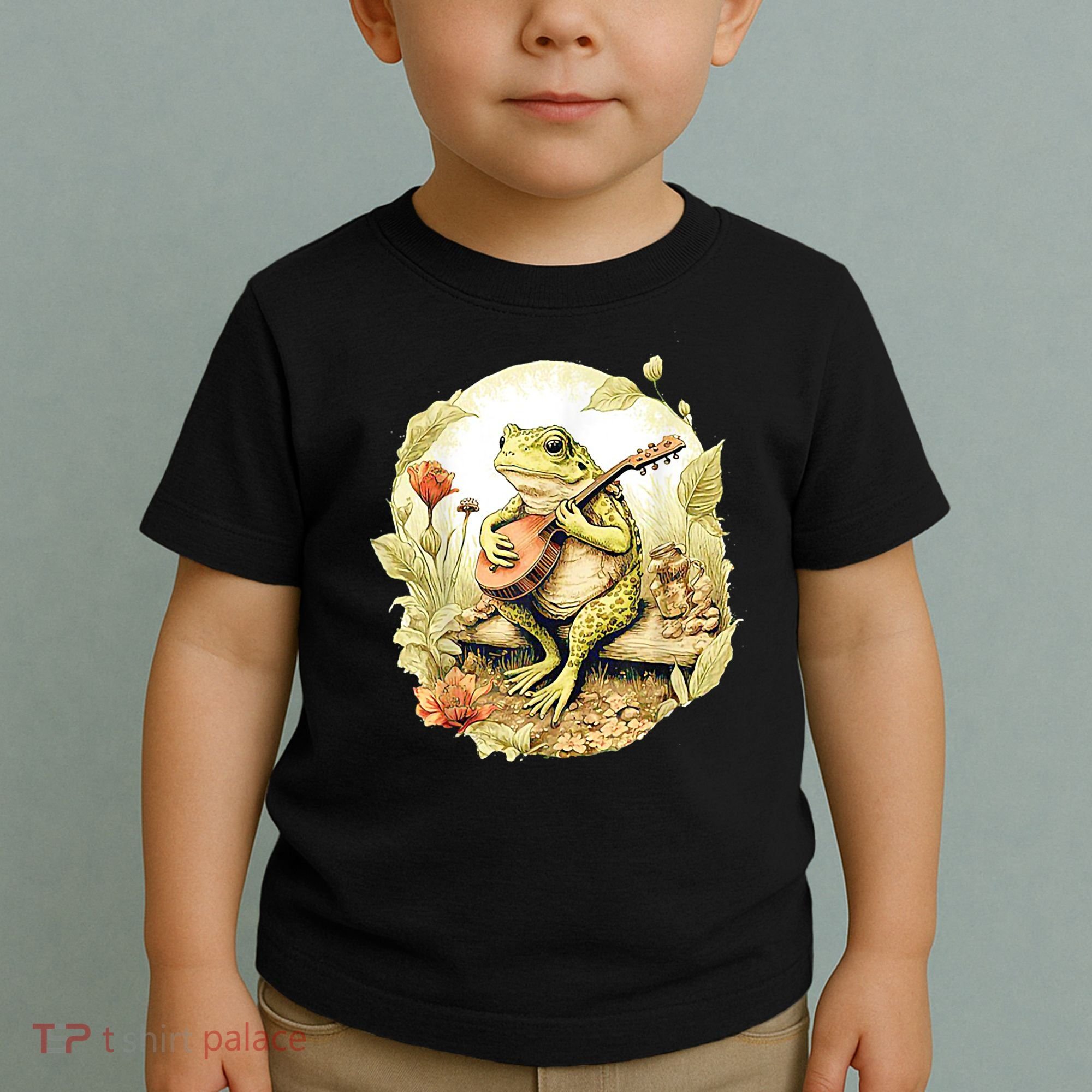 Frog Playing Banjo On Log Toddler T-Shirt