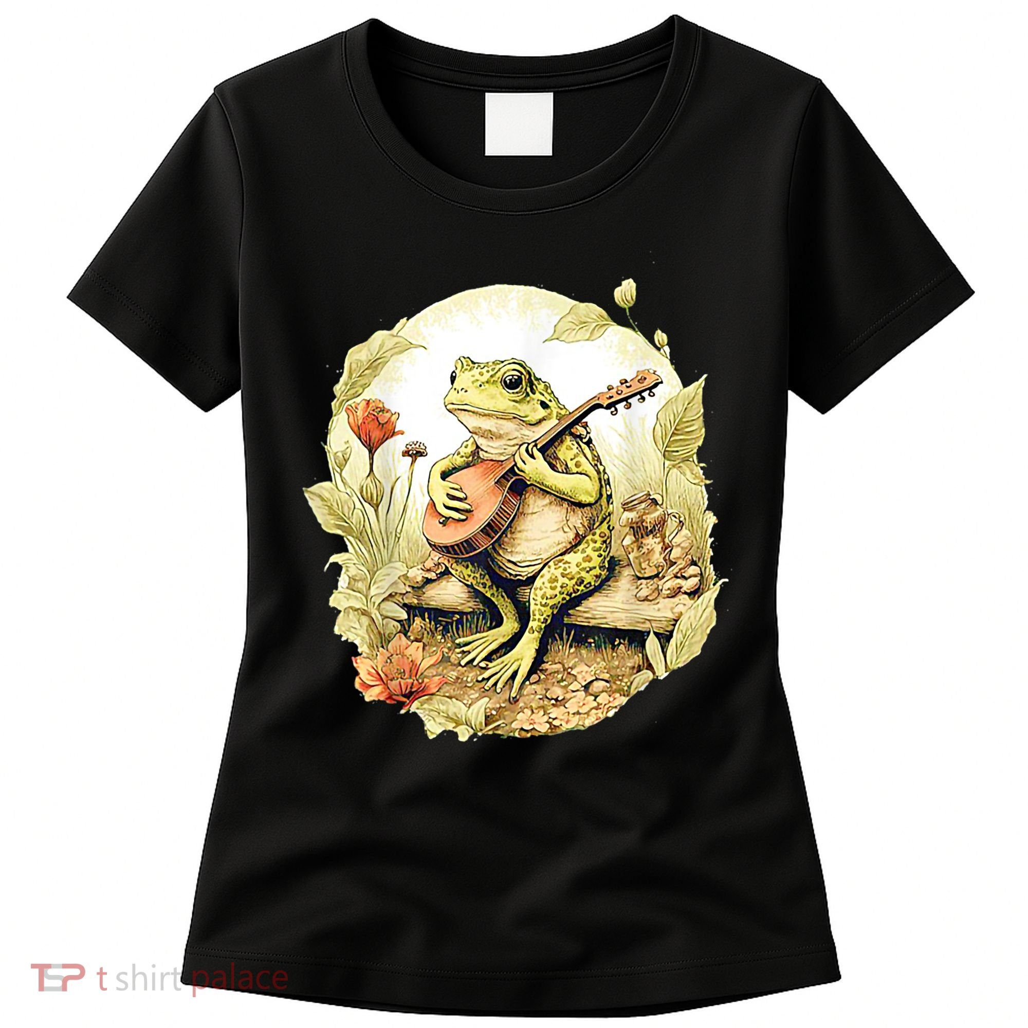 Frog Playing Banjo On Log Women's T-Shirt