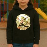 Frog Playing Banjo On Log Kids Hoodie thumb 3