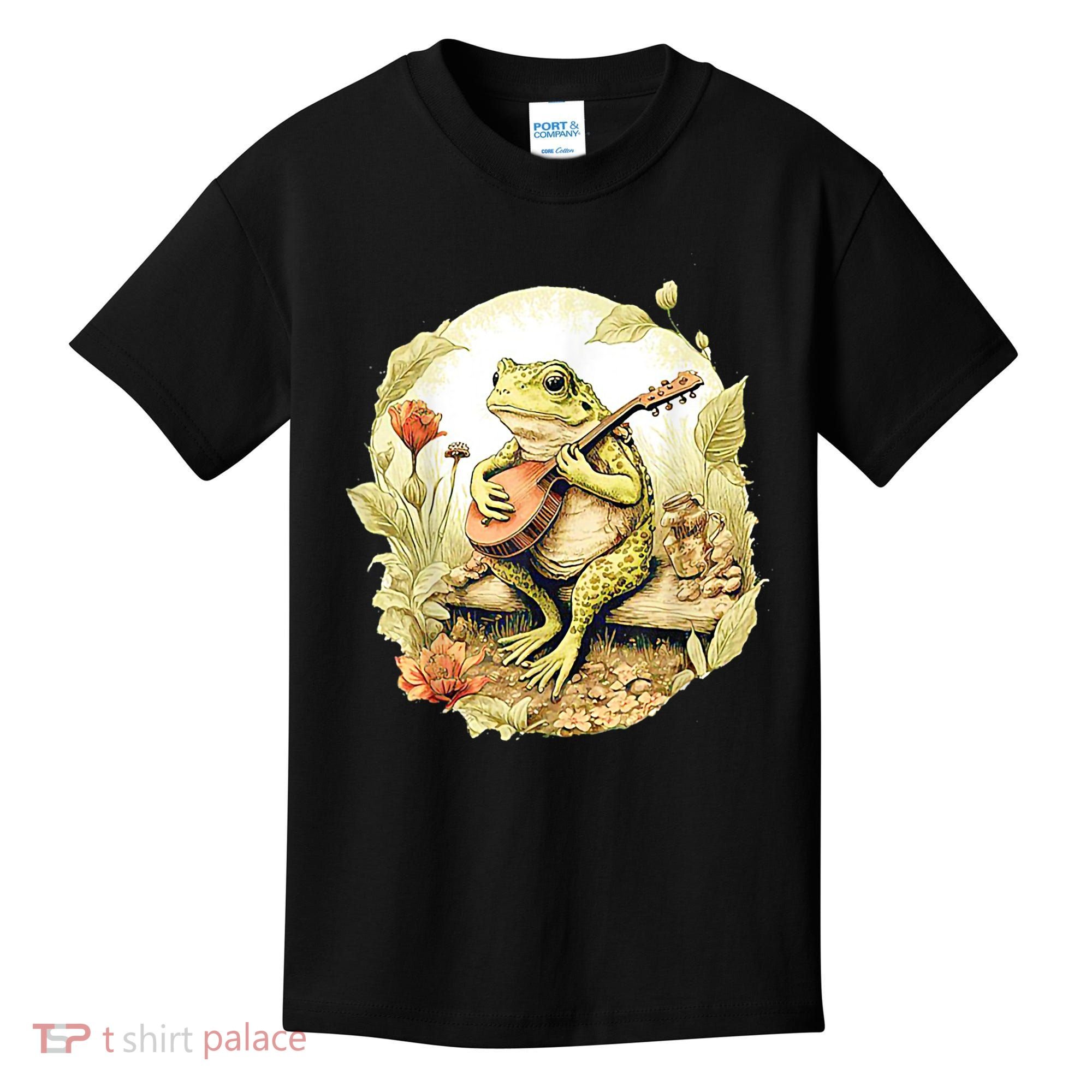 Frog Playing Banjo On Log Kids T-Shirt