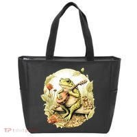 Frog Playing Banjo On Log Tote Bag thumb 0