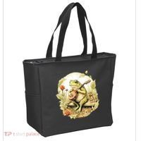 Frog Playing Banjo On Log Tote Bag thumb 2
