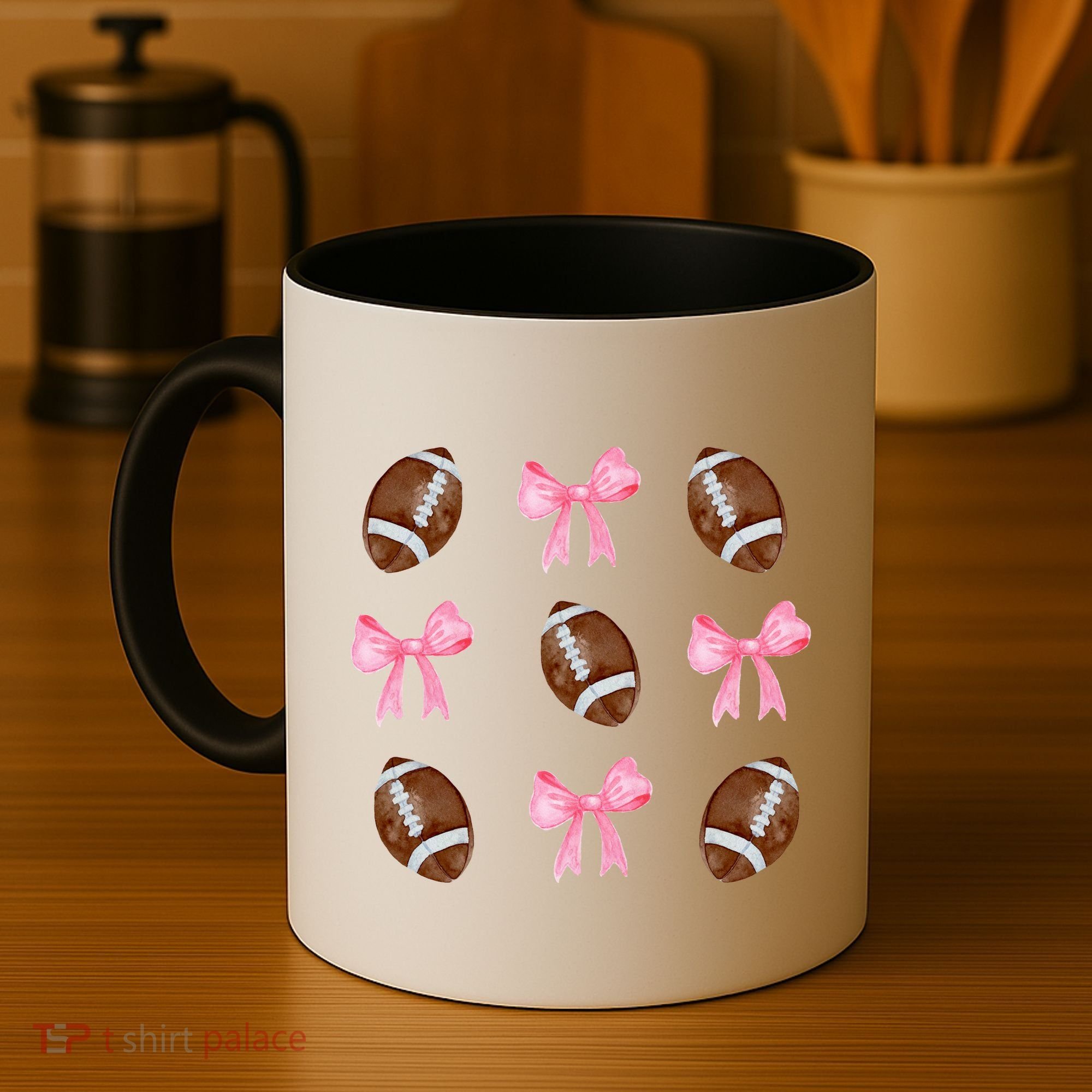Football Pink Bow Festive Sport Lover Coffee Mug