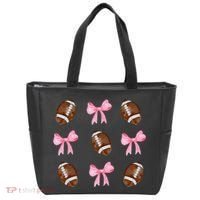 Football Pink Bow Festive Sport Lover Tote Bag thumb 0
