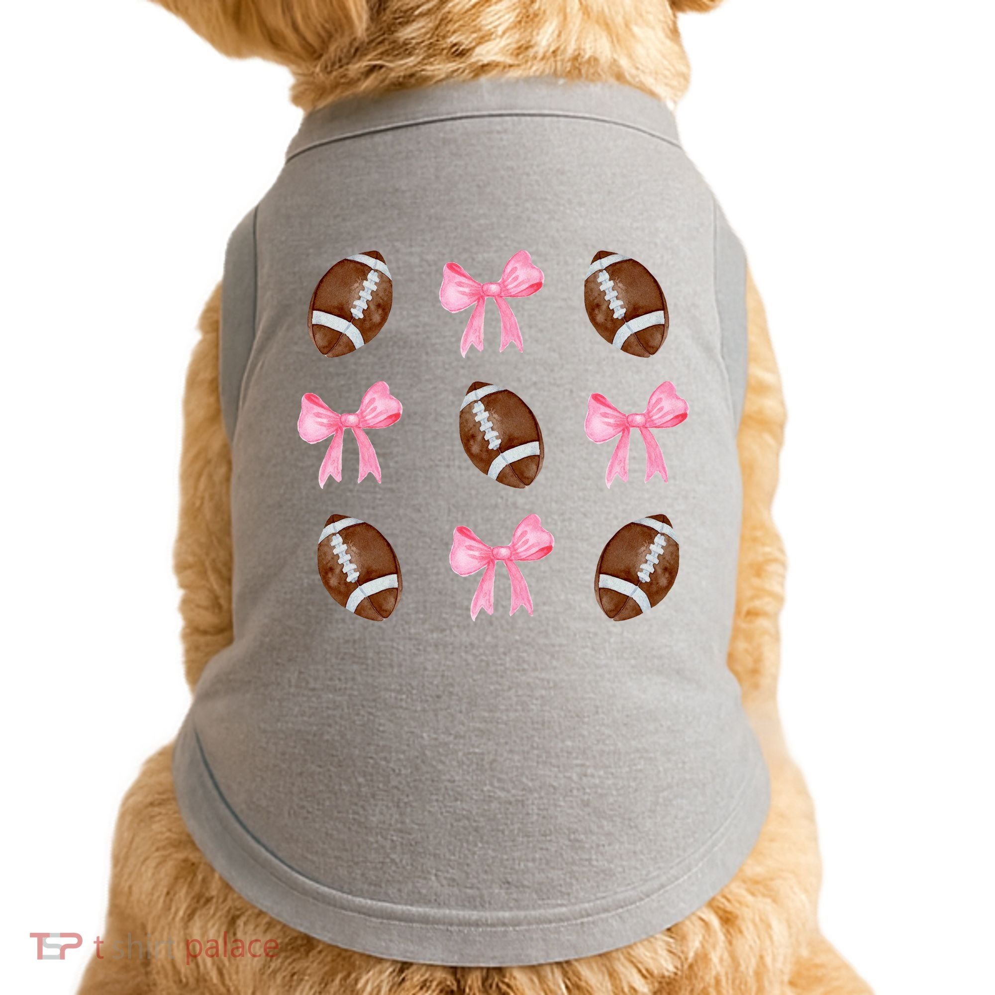 Football Pink Bow Festive Sport Lover Doggie Tank