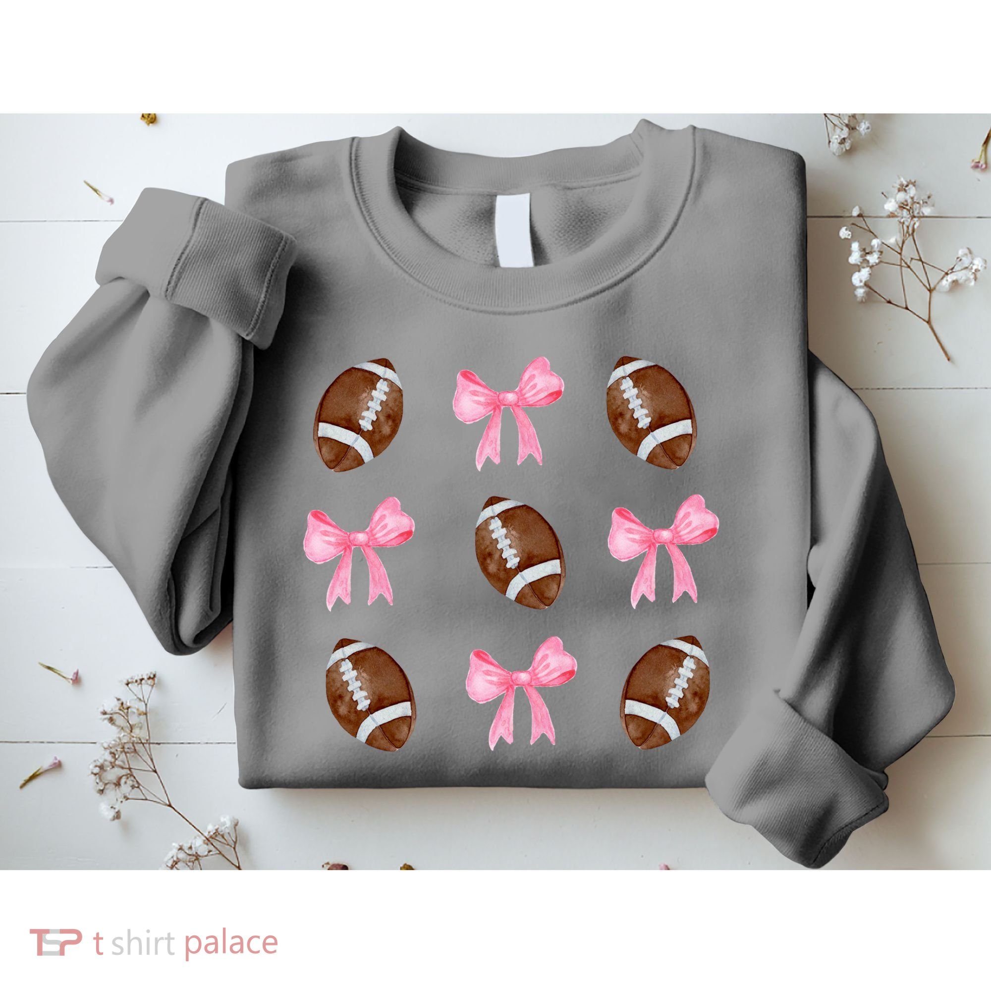 Football Pink Bow Festive Sport Lover Sweatshirt