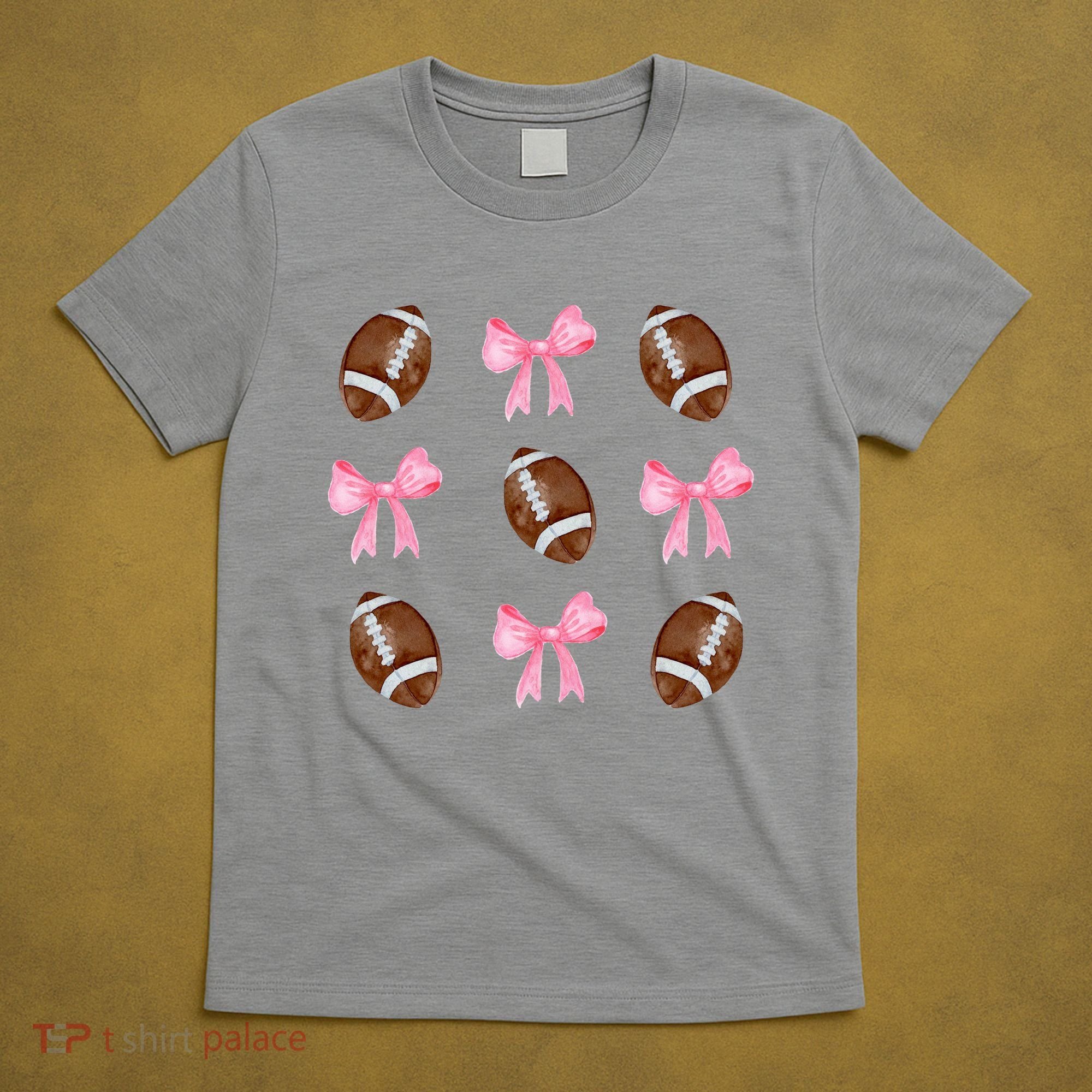 Football Pink Bow Festive Sport Lover T-Shirt