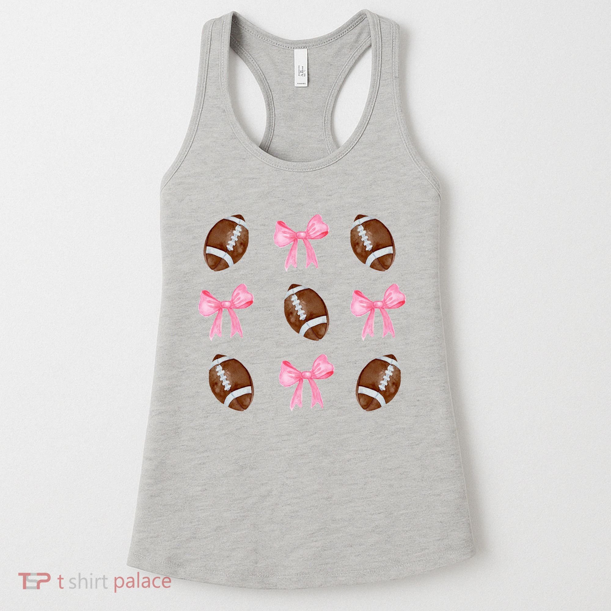 Football Pink Bow Festive Sport Lover Women's Tank Top