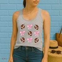 Football Pink Bow Festive Sport Lover Women's Tank Top thumb 2
