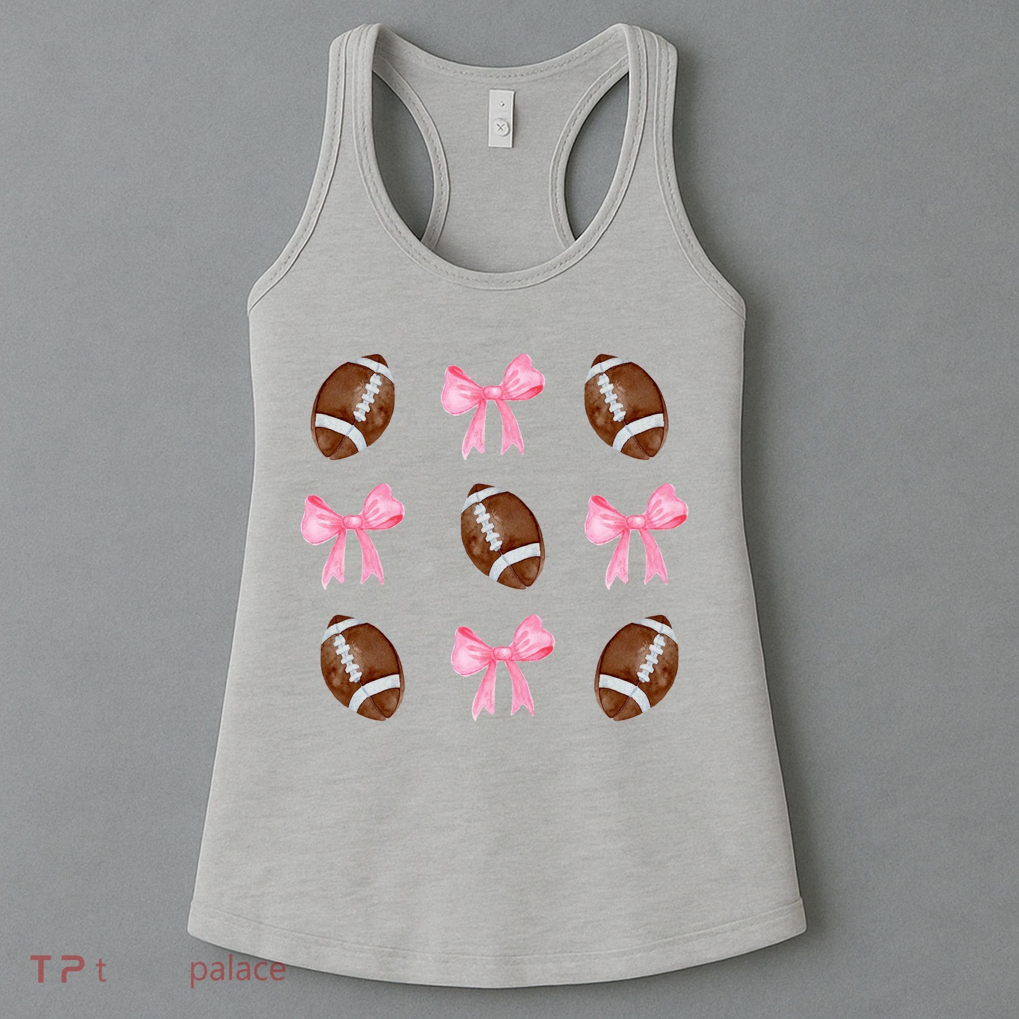 Football Pink Bow Festive Sport Lover Women's Tank Top