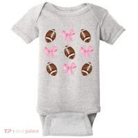Football Pink Bow Festive Sport Lover Baby Bodysuit thumb 0