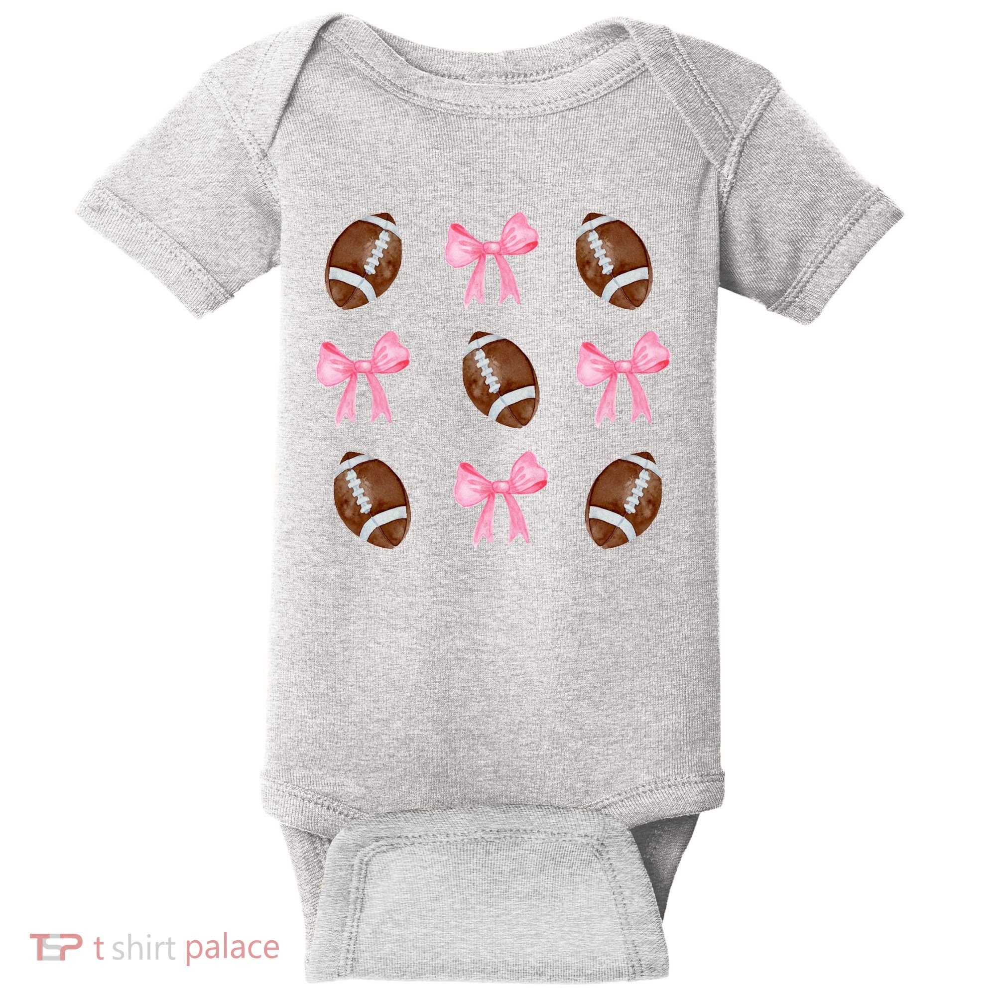 Football Pink Bow Festive Sport Lover Baby Bodysuit