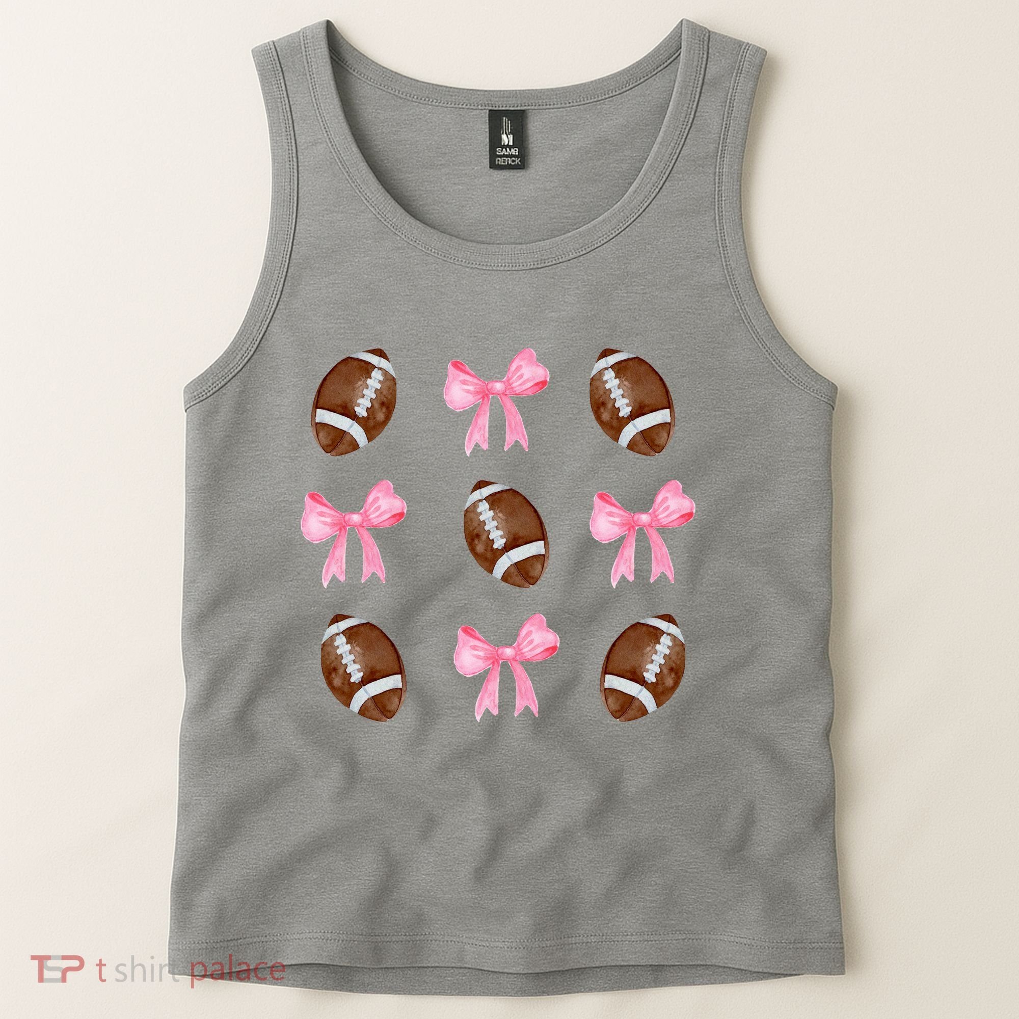 Football Pink Bow Festive Sport Lover Tank Top