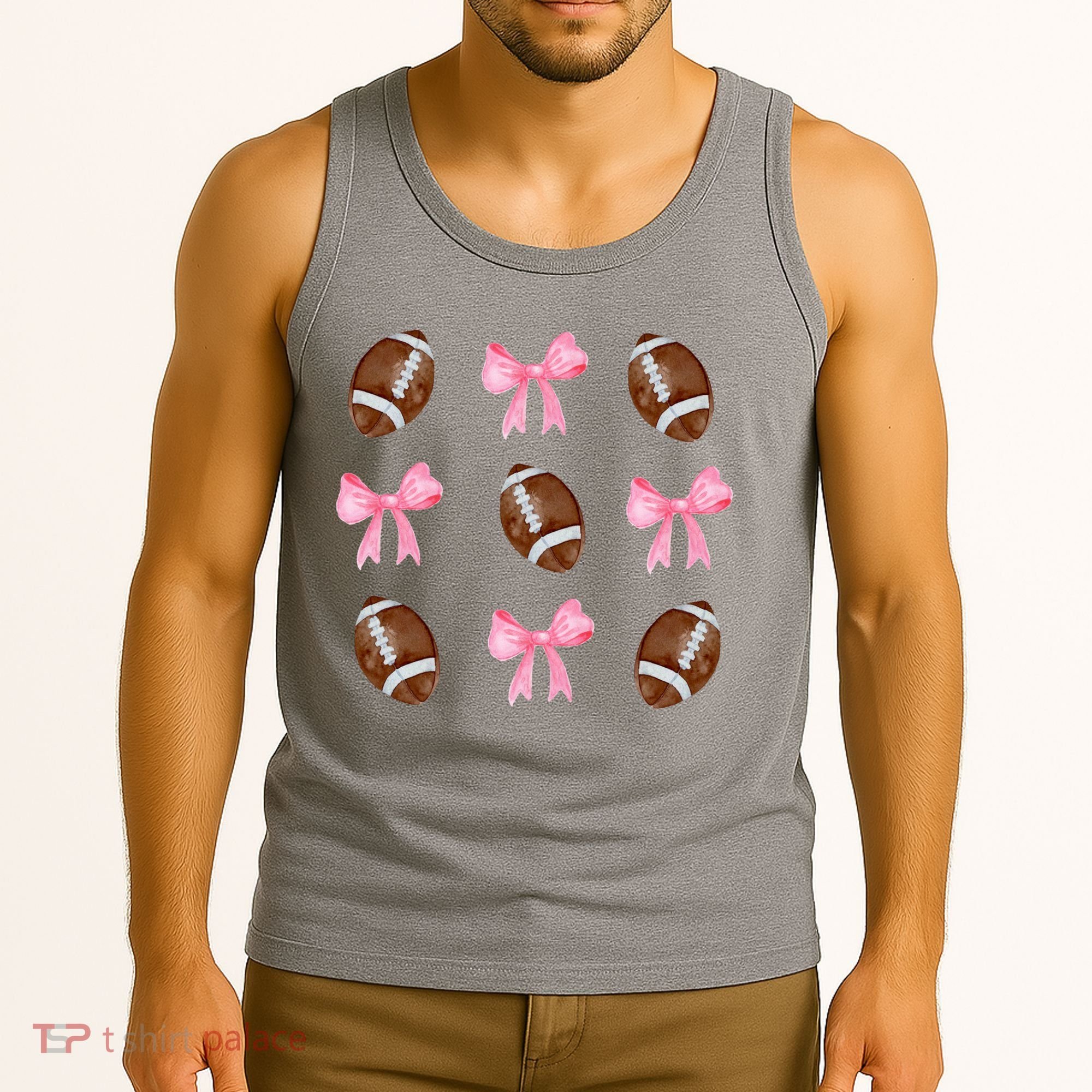 Football Pink Bow Festive Sport Lover Tank Top