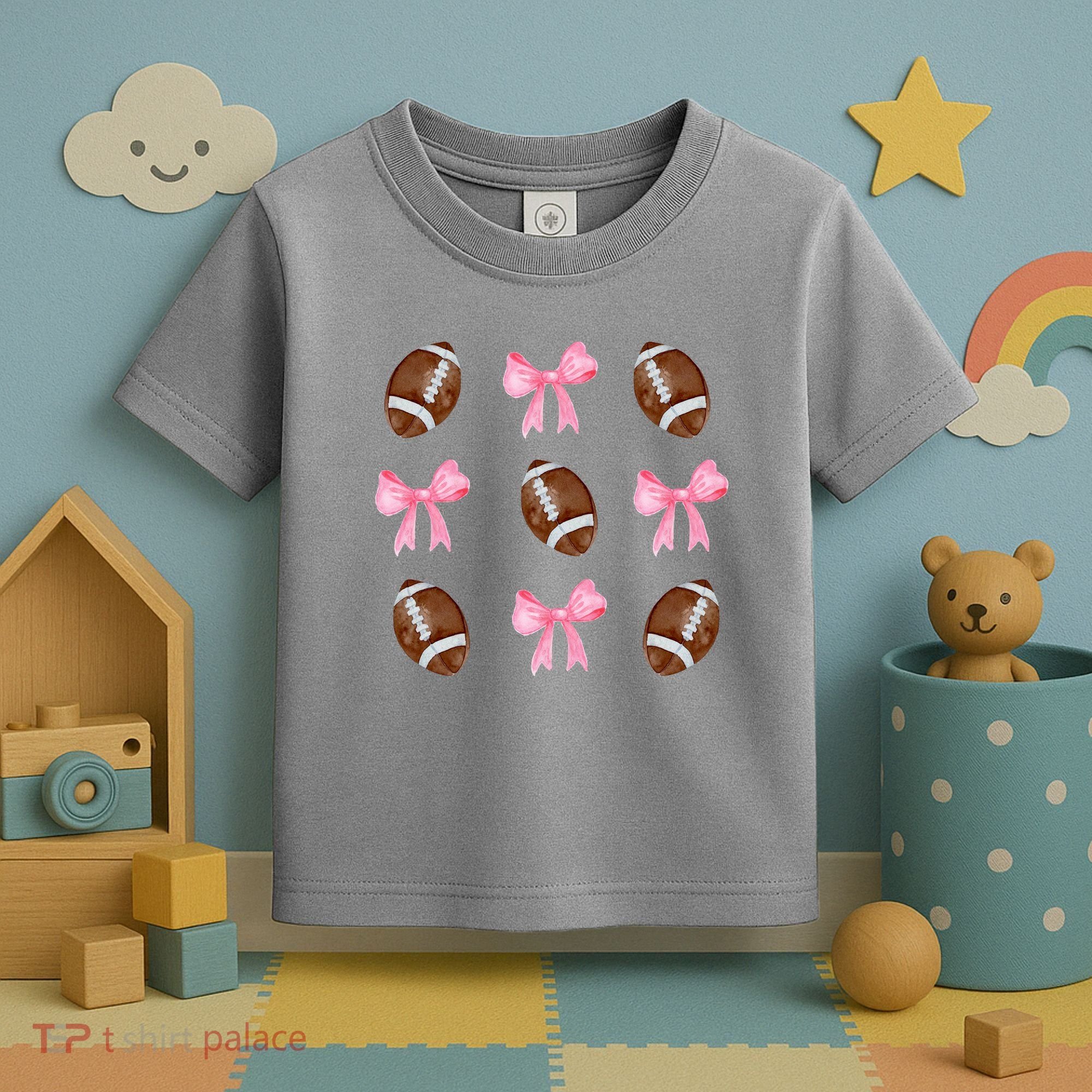 Football Pink Bow Festive Sport Lover Toddler T-Shirt