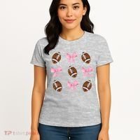 Football Pink Bow Festive Sport Lover Women's T-Shirt thumb 4