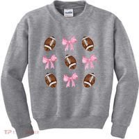 Football Pink Bow Festive Sport Lover Kids Sweatshirt thumb 0