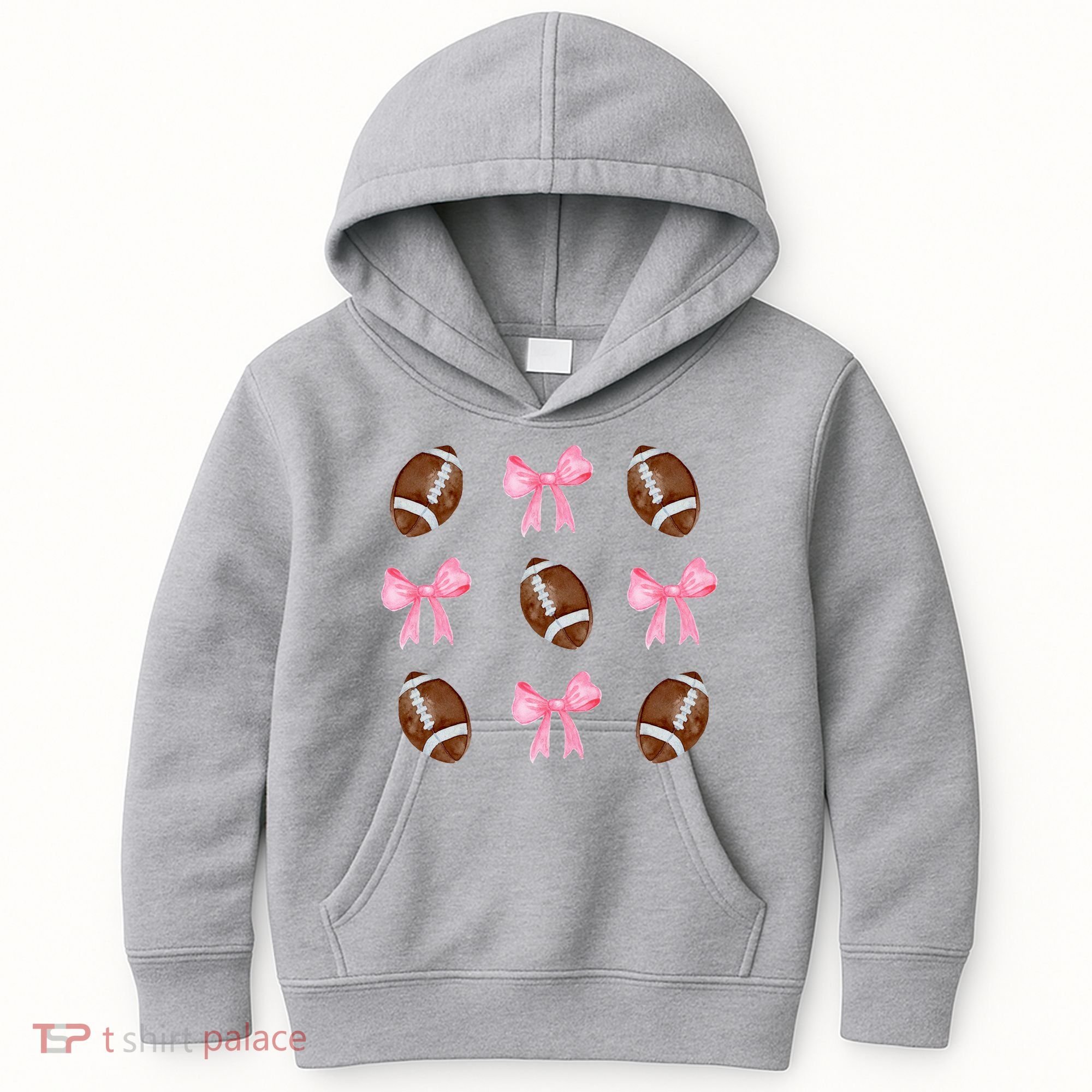 Football Pink Bow Festive Sport Lover Kids Hoodie