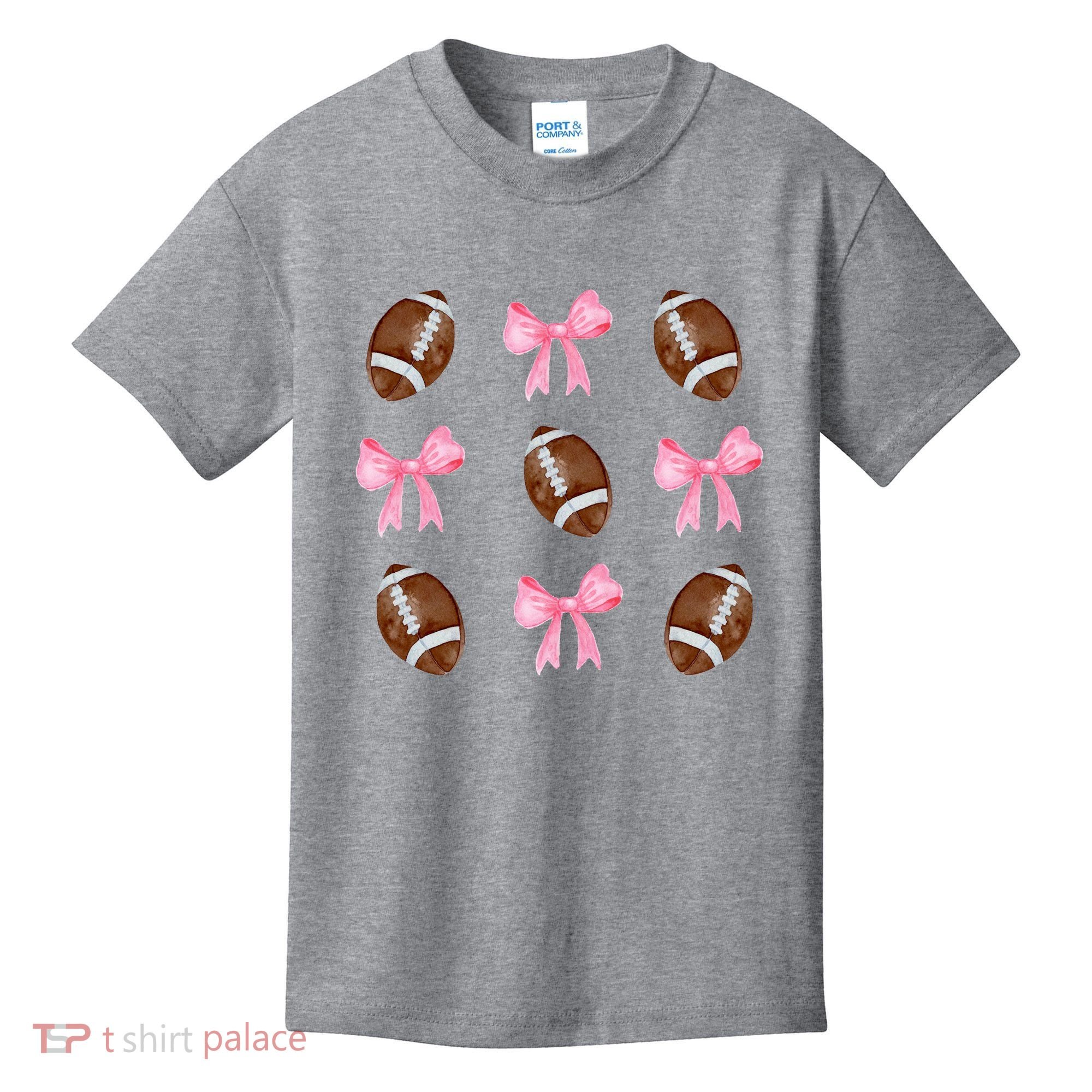 Football Pink Bow Festive Sport Lover Kids T-Shirt