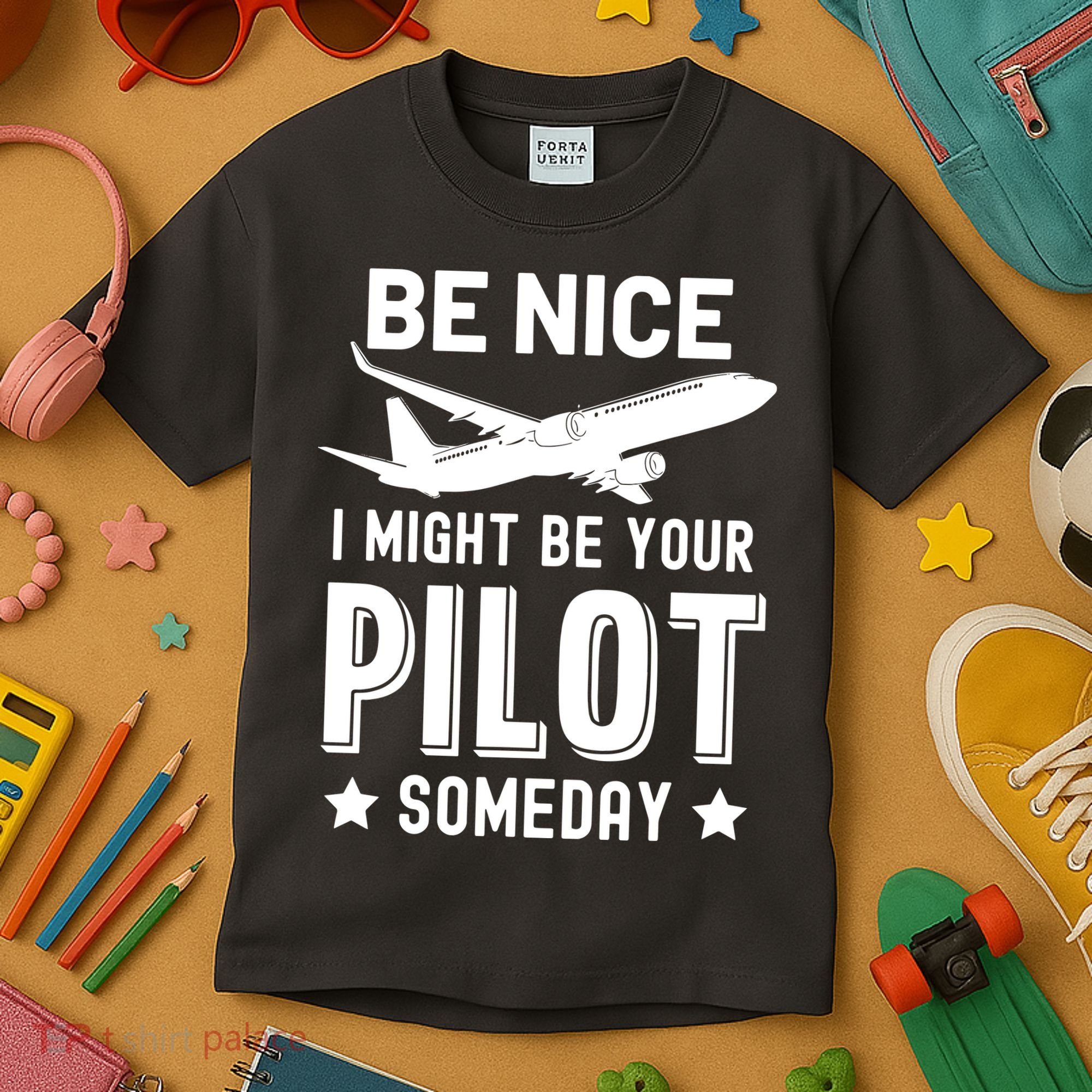Funny Pilot Be Nice I Might Be Your Pilot Someday Aviation Kids T-Shirt