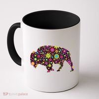 Flower Patterns Bison Buffalo Funny Coffee Mug thumb 0