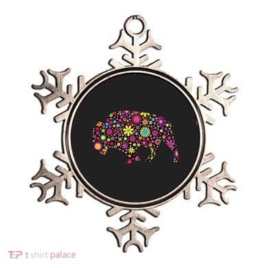 Flower Patterns Bison Buffalo Funny Ornament