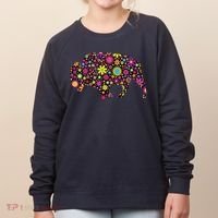 Flower Patterns Bison Buffalo Funny Women's Sweatshirt thumb 0