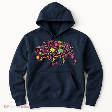 Flower Patterns Bison Buffalo Funny Hoodie