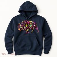 Flower Patterns Bison Buffalo Funny Hoodie thumb 0