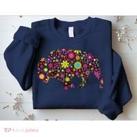 Flower Patterns Bison Buffalo Funny Sweatshirt thumb 2