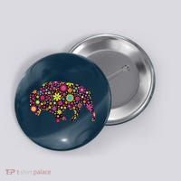 Flower Patterns Bison Buffalo Funny Button thumb 0