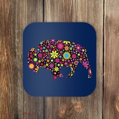 Flower Patterns Bison Buffalo Funny Coaster