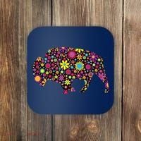 Flower Patterns Bison Buffalo Funny Coaster thumb 0
