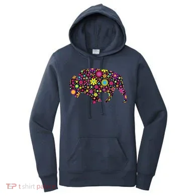 Flower Patterns Bison Buffalo Funny Women's Hoodie