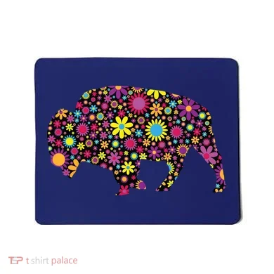 Flower Patterns Bison Buffalo Funny Mousepad