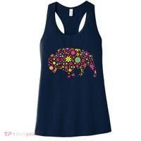 Flower Patterns Bison Buffalo Funny Women's Tank Top thumb 0