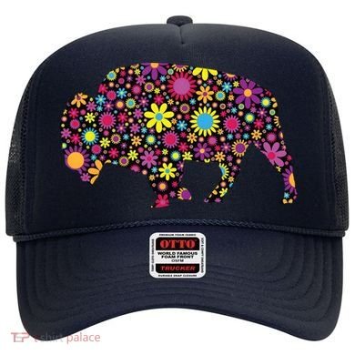 Flower Patterns Bison Buffalo Funny Hat