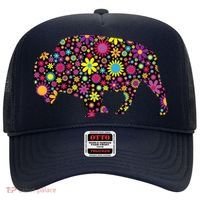 Flower Patterns Bison Buffalo Funny Hat thumb 0