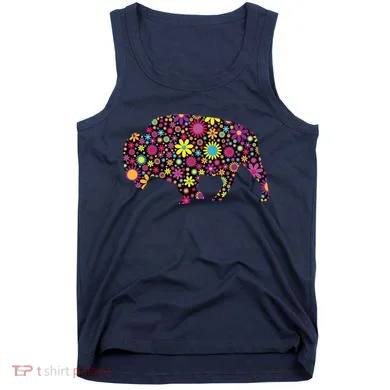Flower Patterns Bison Buffalo Funny Tank Top