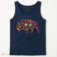 Flower Patterns Bison Buffalo Funny Tank Top thumb 2