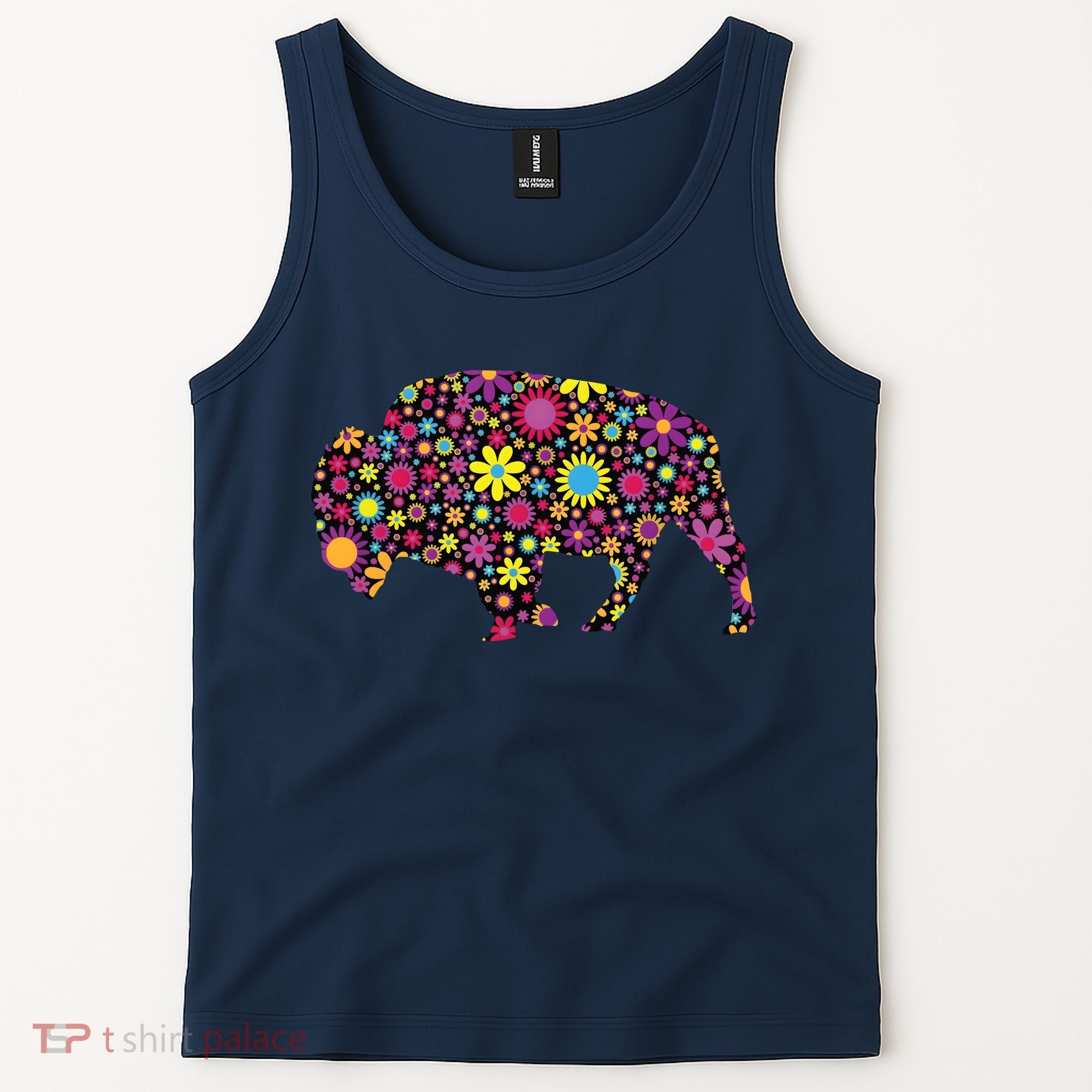 Flower Patterns Bison Buffalo Funny Tank Top
