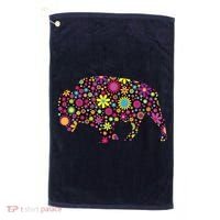 Flower Patterns Bison Buffalo Funny Golf Towel thumb 0