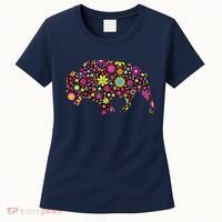 Flower Patterns Bison Buffalo Funny Women's T-Shirt thumb 0