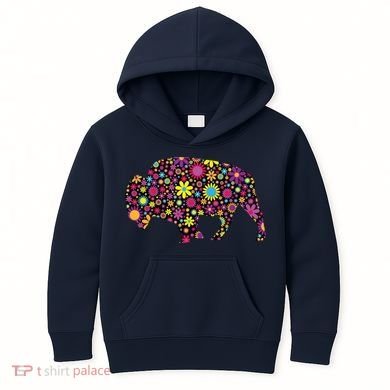 Flower Patterns Bison Buffalo Funny Kids Hoodie