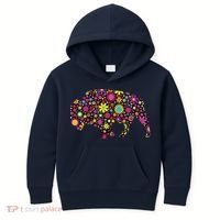 Flower Patterns Bison Buffalo Funny Kids Hoodie thumb 0