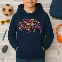 Flower Patterns Bison Buffalo Funny Kids Hoodie thumb 2
