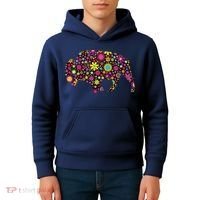 Flower Patterns Bison Buffalo Funny Kids Hoodie thumb 4