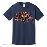 Flower Patterns Bison Buffalo Funny Kids T-Shirt thumb 0