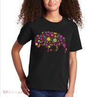 Flower Patterns Bison Buffalo Funny Kids T-Shirt thumb 2